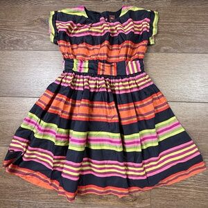 Tea Collection Girls Striped Short Sleeve Dress Sz 6 Fall, Back to School, Lined